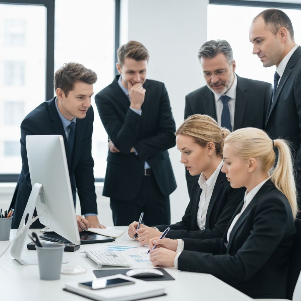 Business analyst reviewing financial performance data and operational metrics with company management team